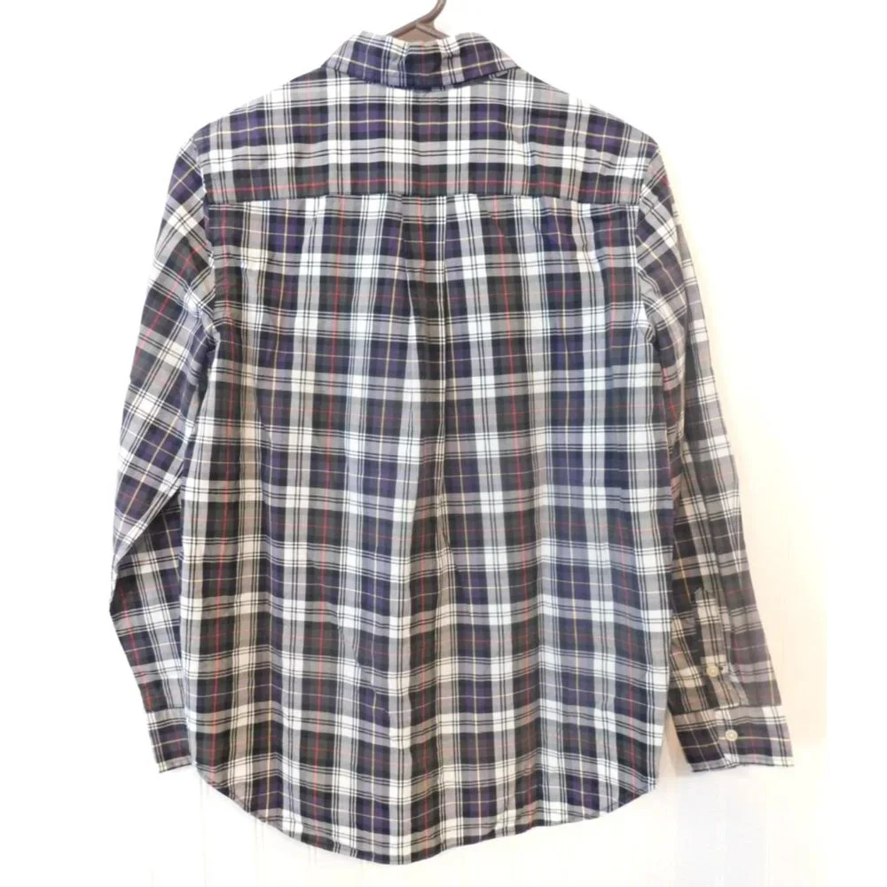 Ralph Lauren Boys Size L 14 16 Plaid Button Down Shirt Embroidered Logo